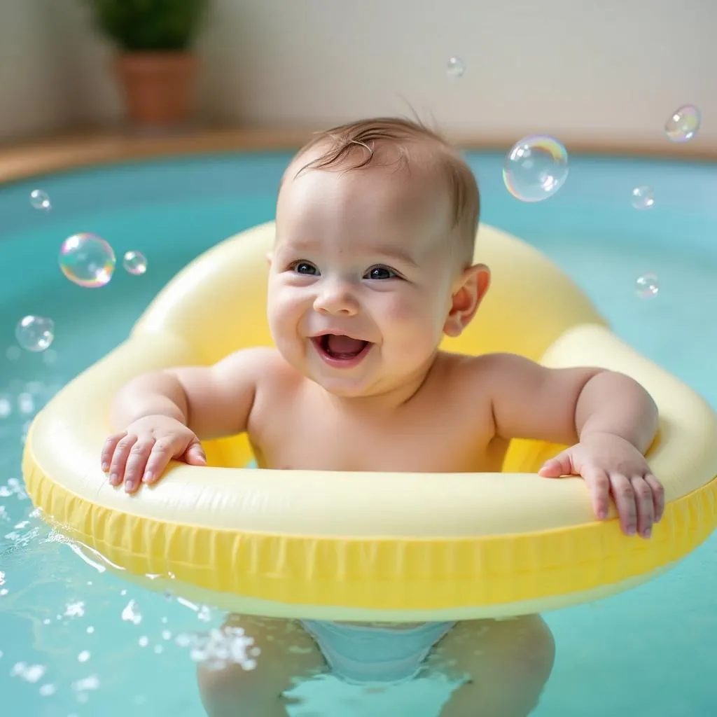 Baby Relaxing in a Floatation Device