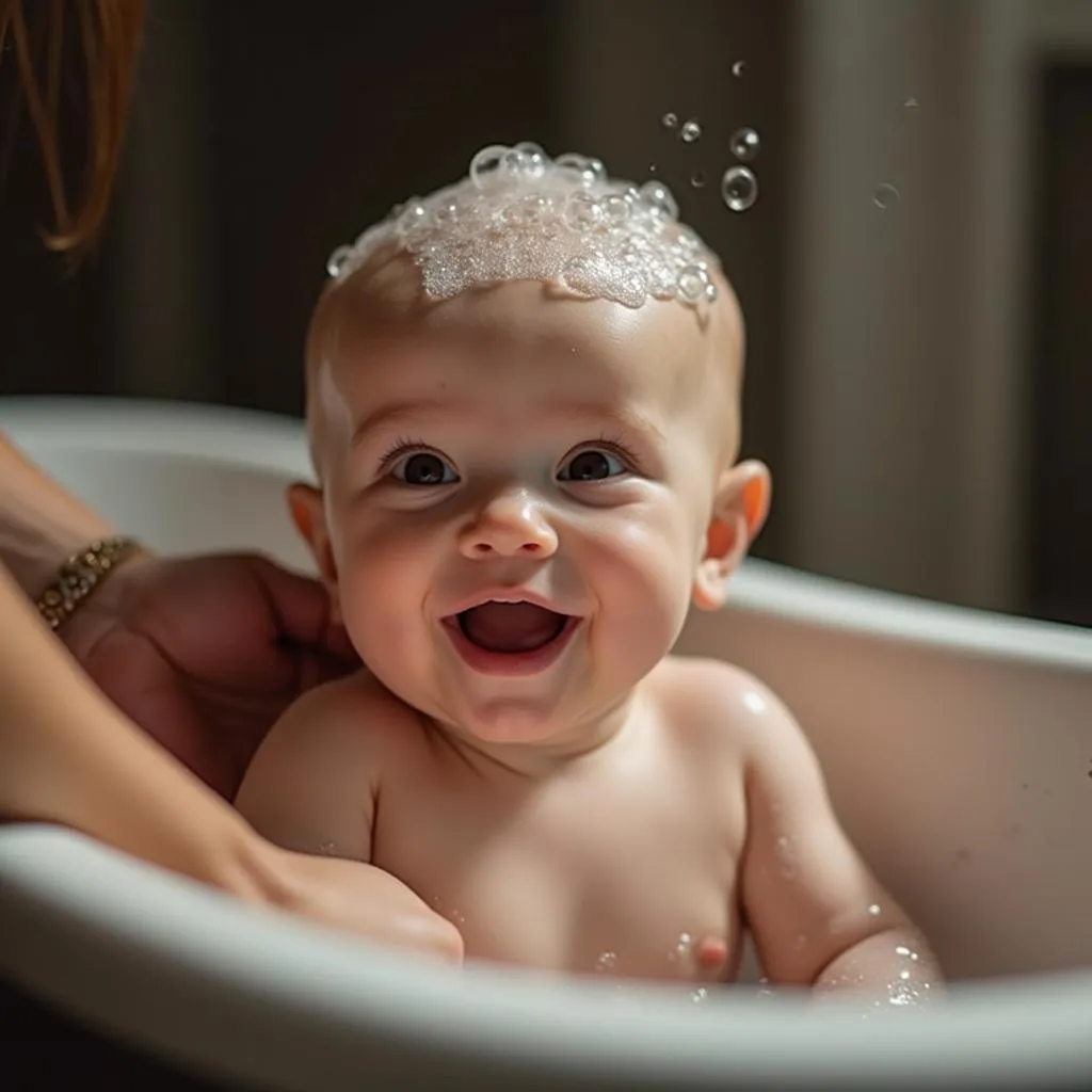 Baby Enjoying Spa Bath at Home