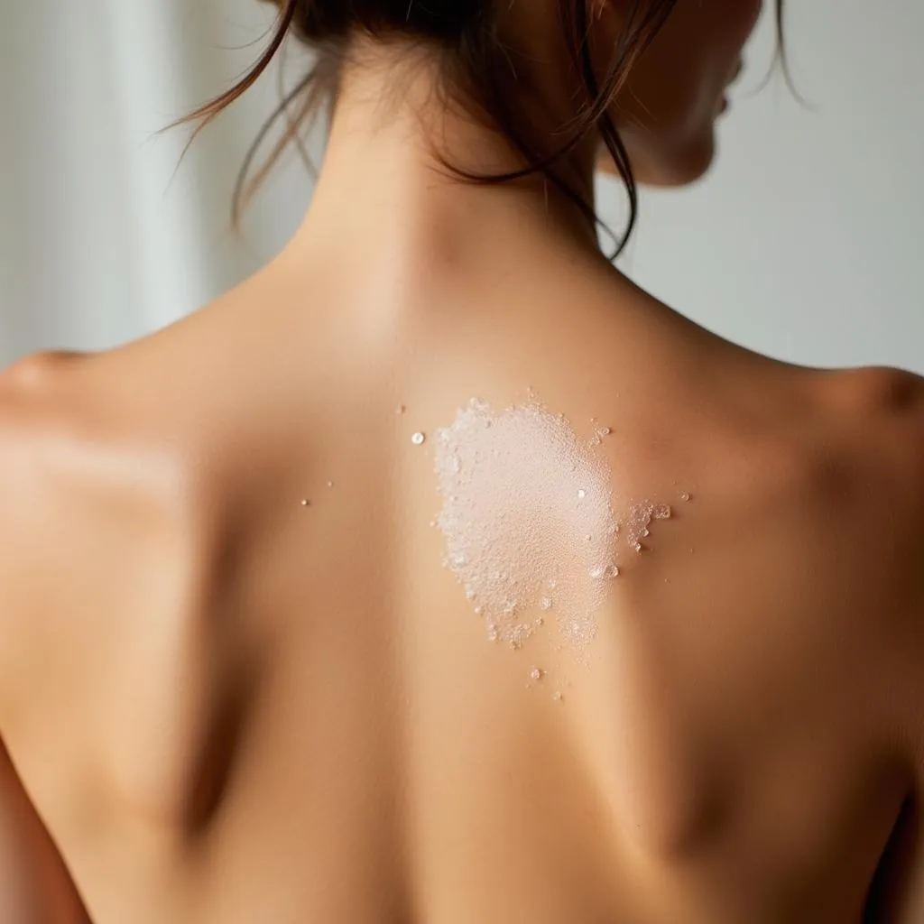 Close-up of smooth and radiant skin on a woman's back