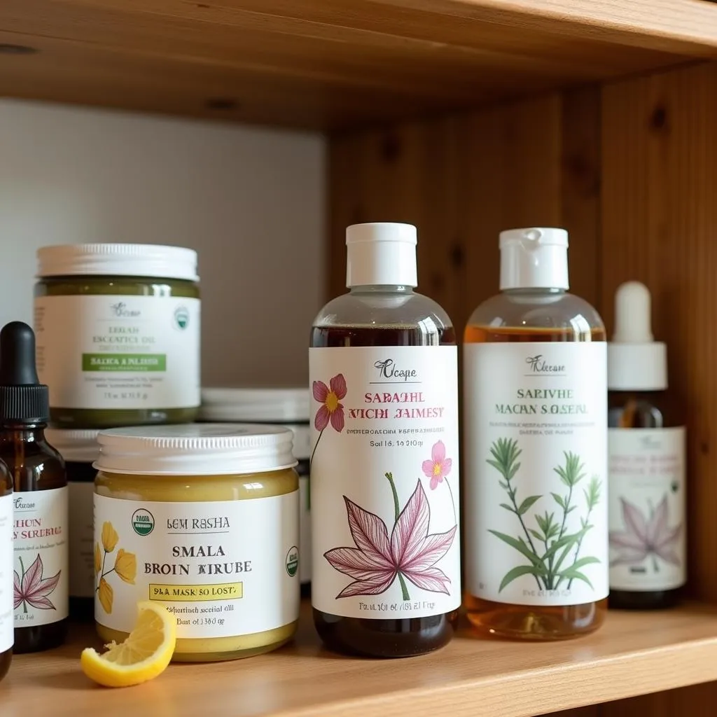 Organic Spa Products Displayed on a Shelf