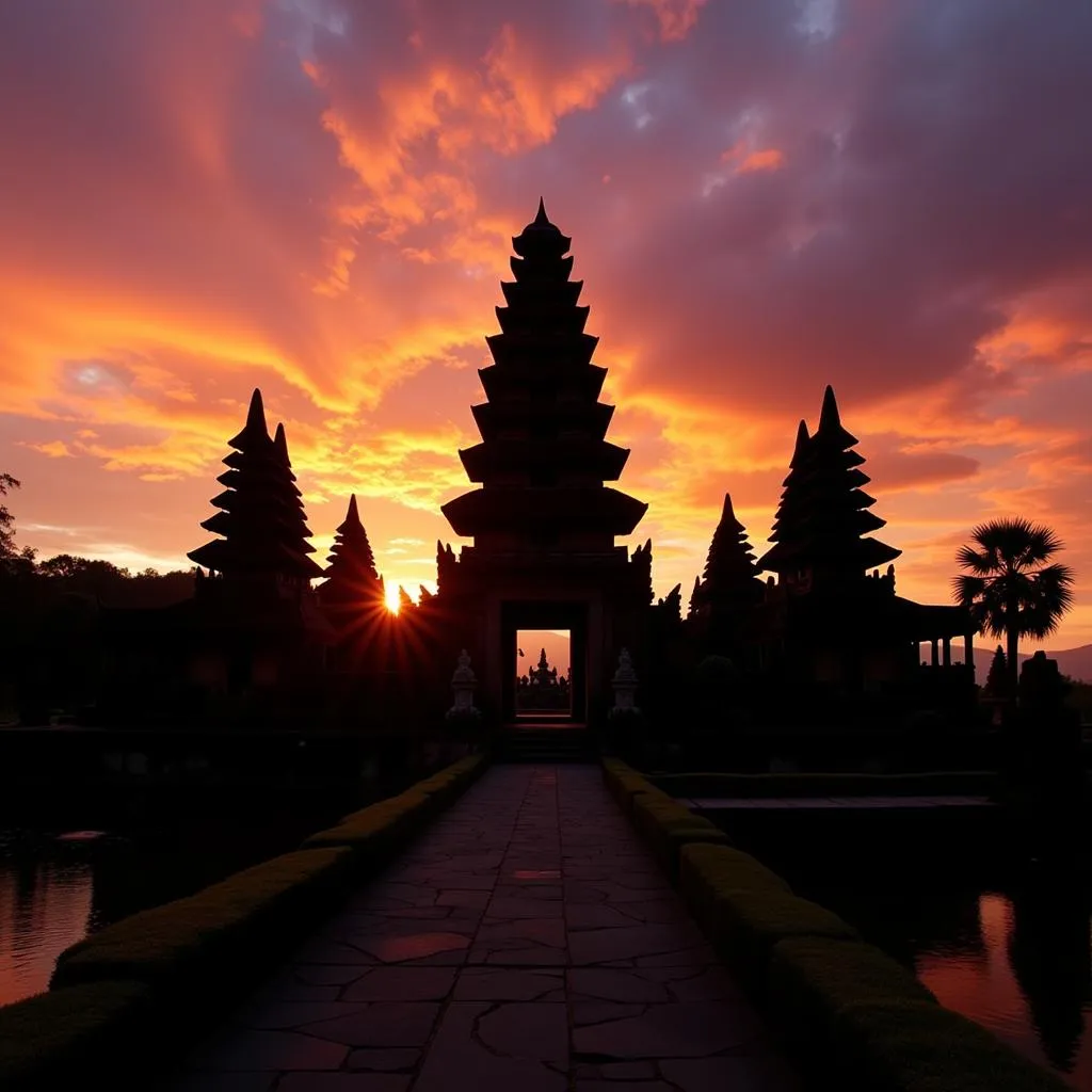 Bali temple sunset