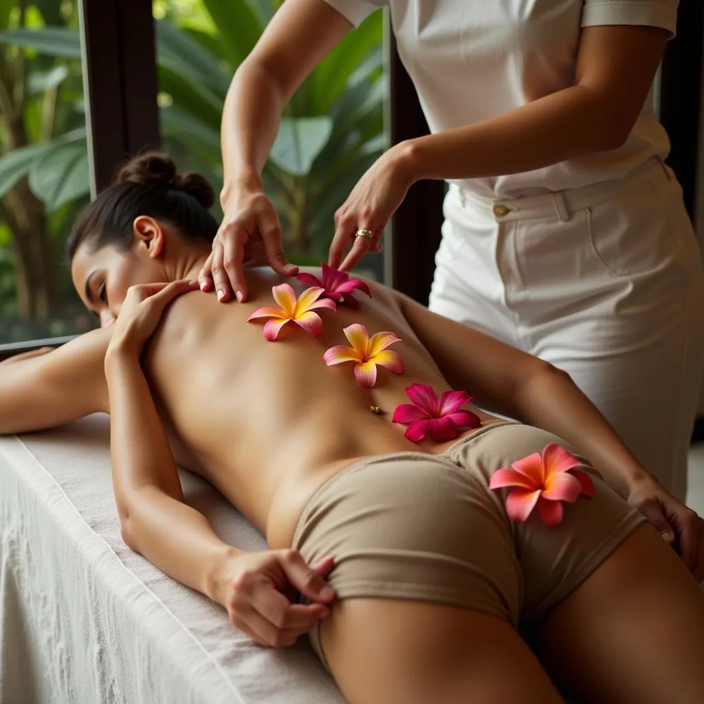 Balinese Woman Receiving Traditional Massage