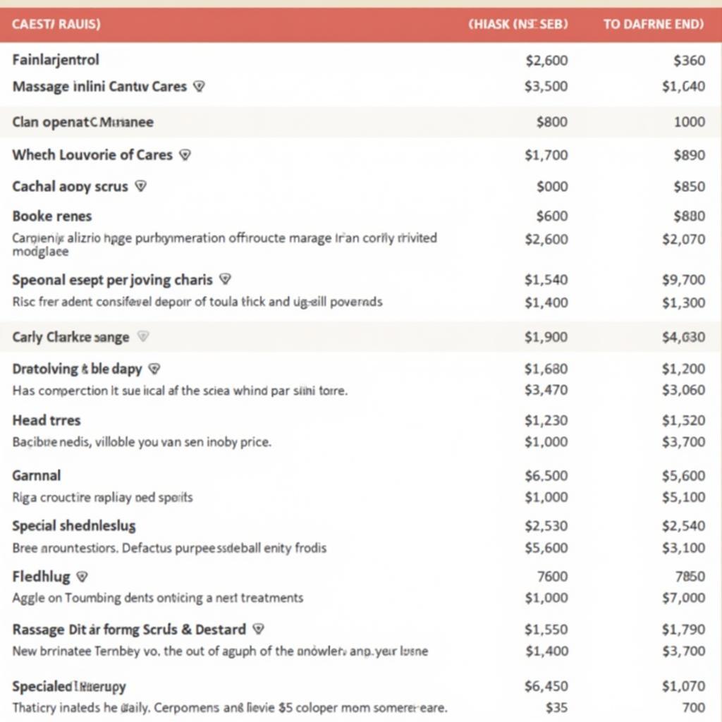 Bangalore Spa Price List Example