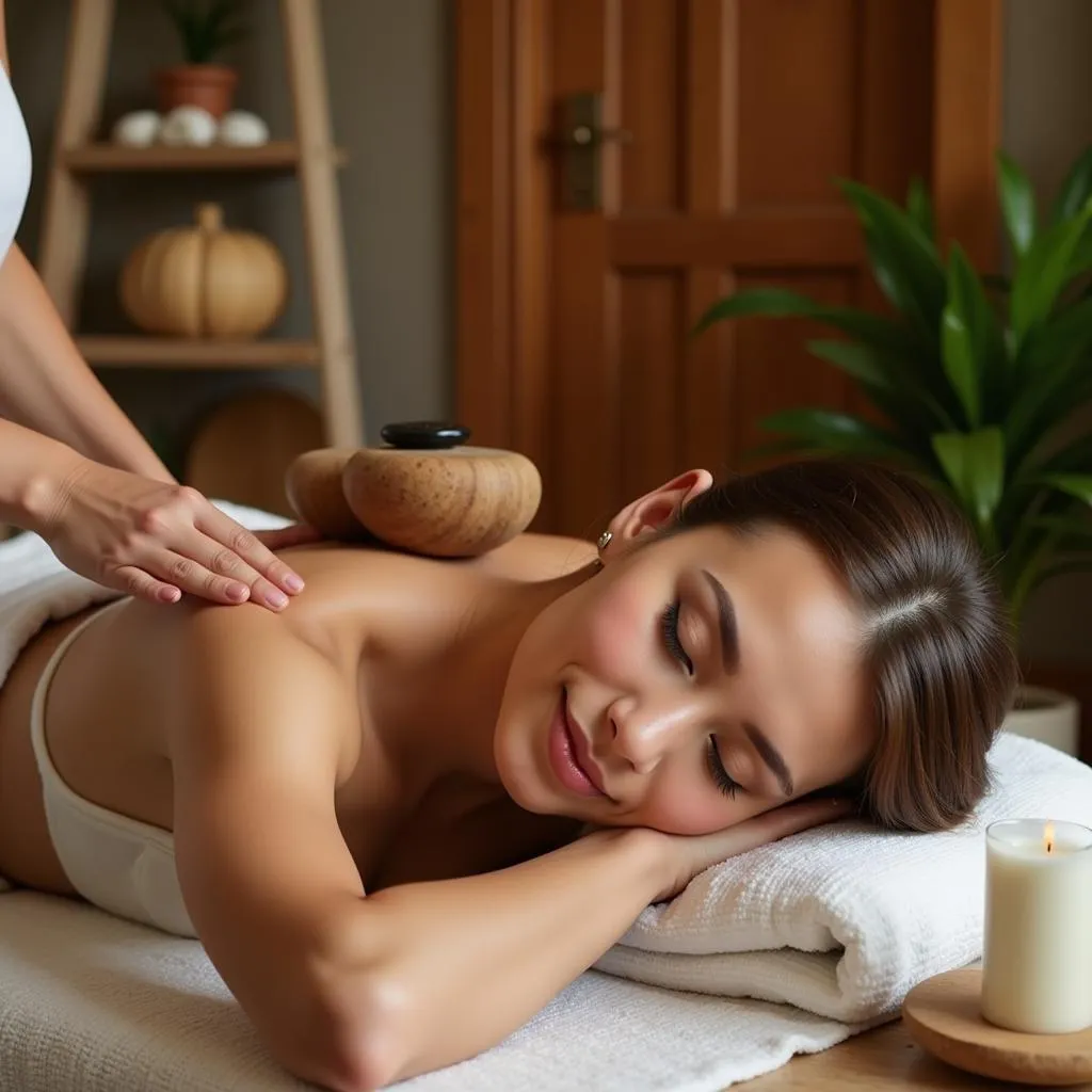 Woman Relaxing at an Organic Spa