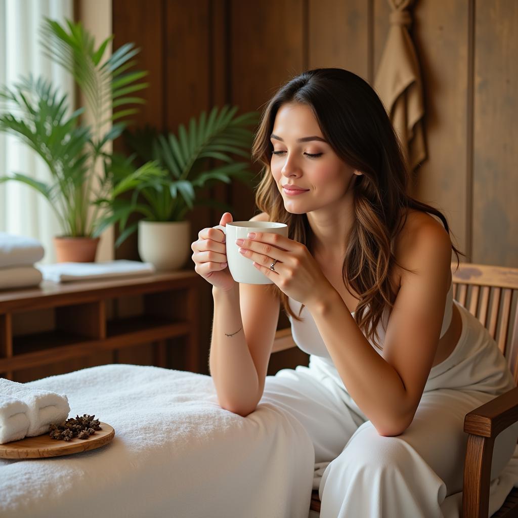 Woman feeling relaxed after spa treatment