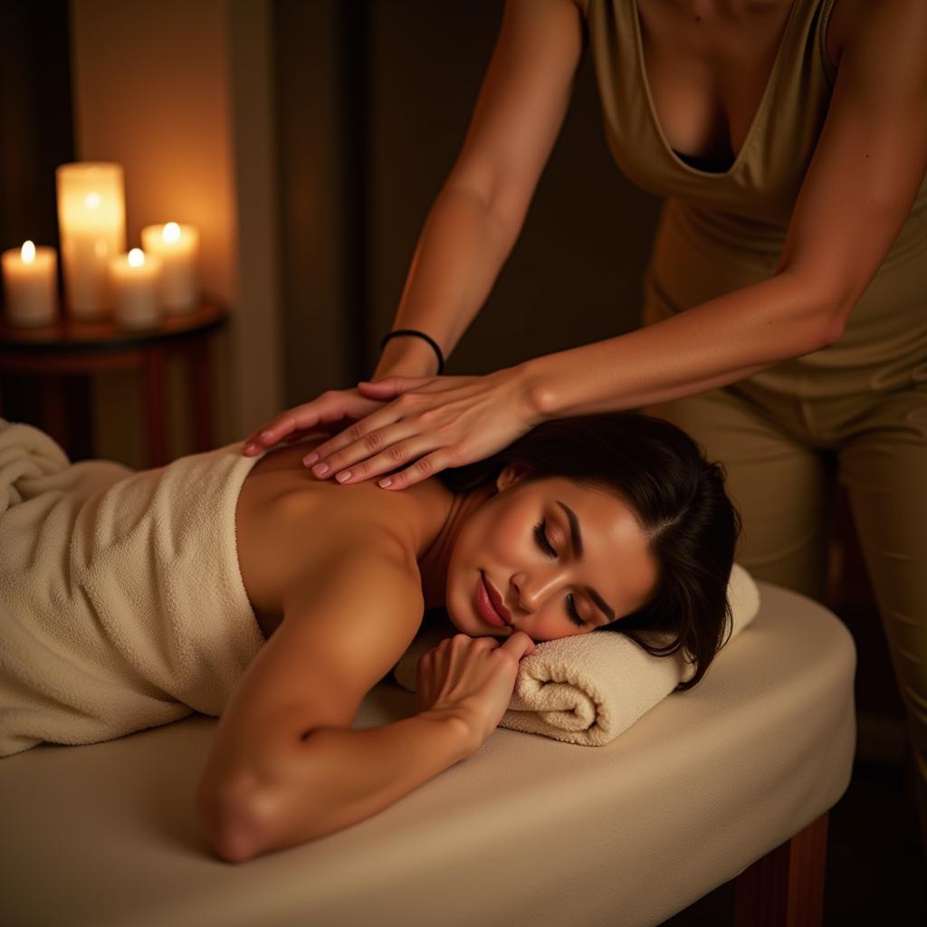 Woman enjoying a relaxing massage at a spa in Kolkata