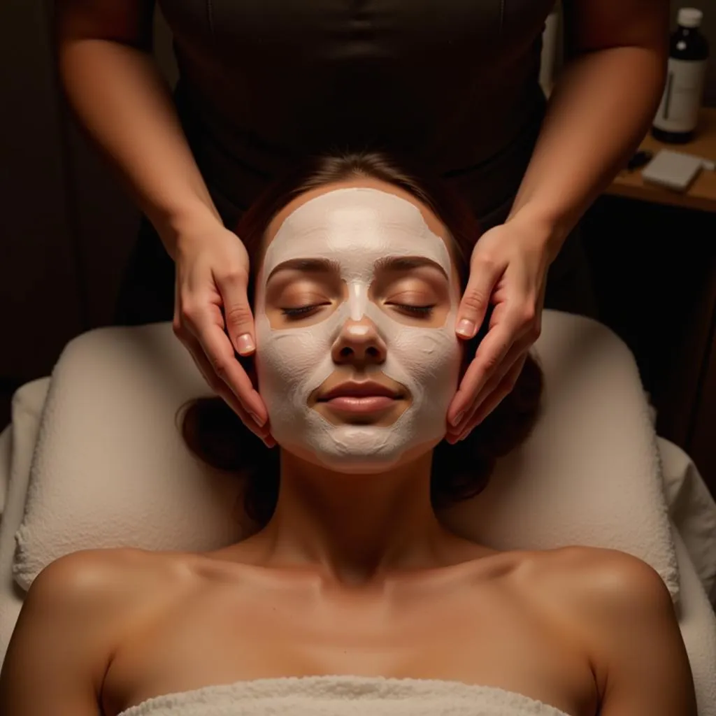 A relaxed client receiving a facial treatment at a BFS spa