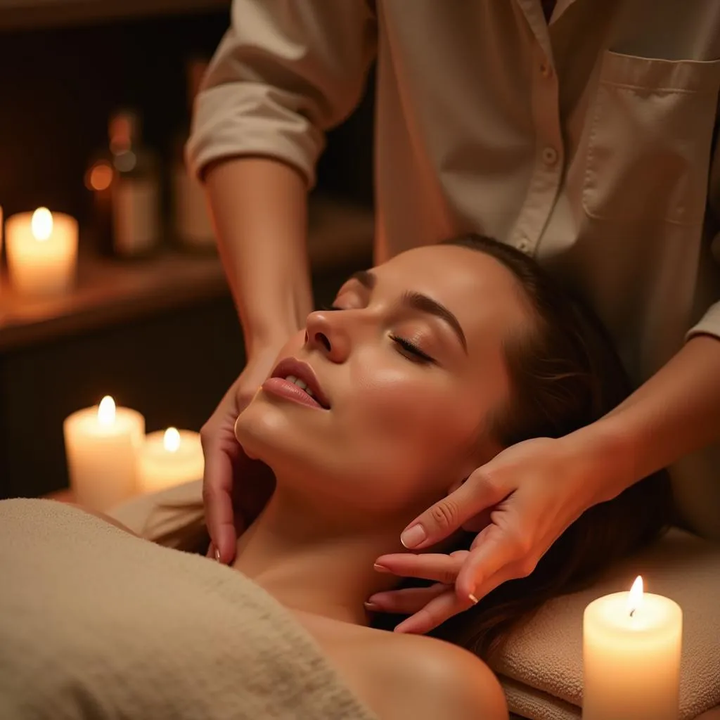 Woman enjoying a relaxing birthday spa treatment