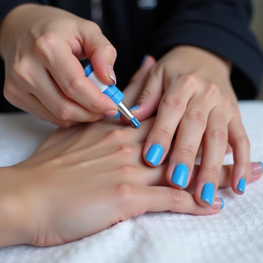 Blu Nail Spa Manicure in Progress