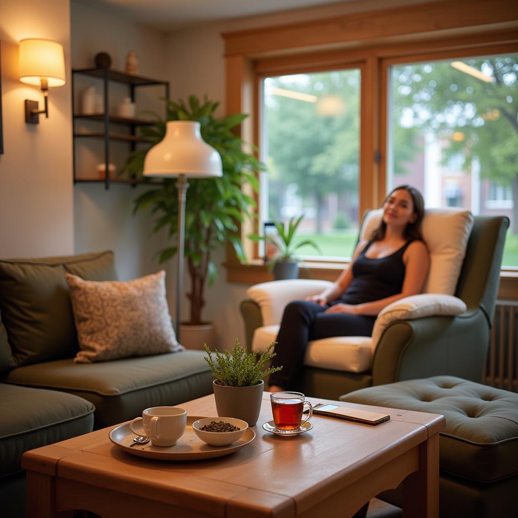 Relaxing in the Blue Sparrow Spa Lounge after a Treatment