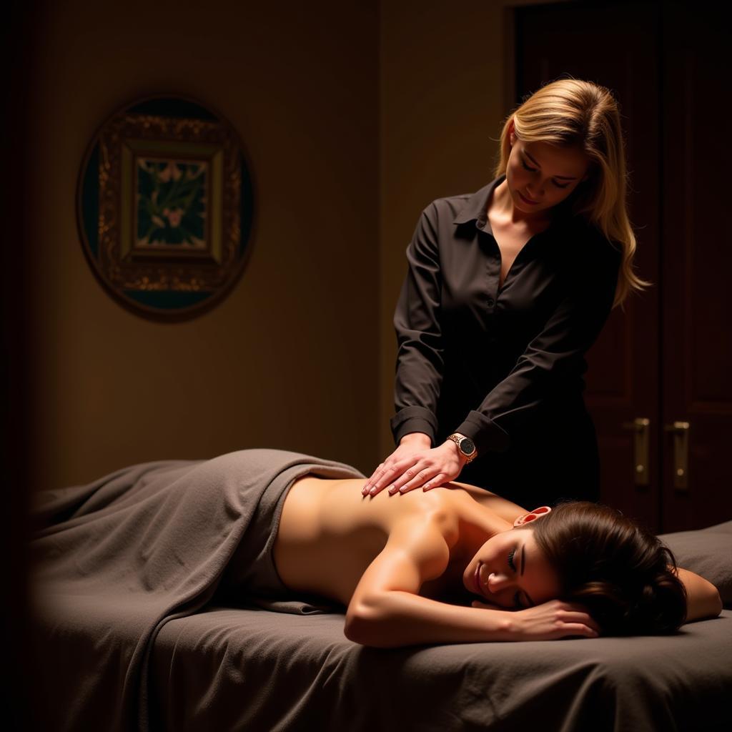 Blue Sparrow Spa Therapist Performing a Signature Massage Treatment