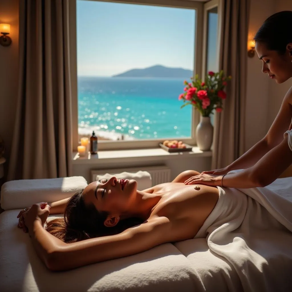 Woman enjoying a relaxing massage at a spa in Bodrum