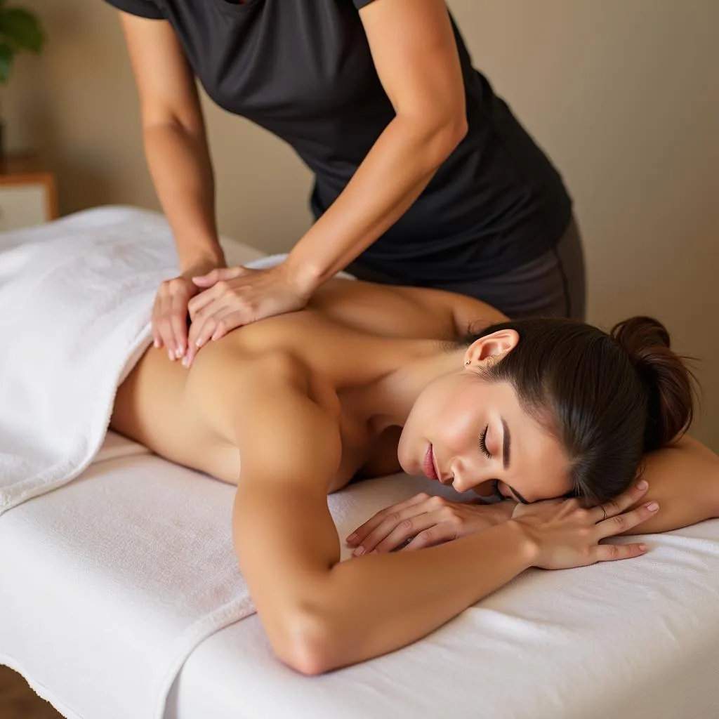 Woman Receiving Relaxing Body to Body Massage