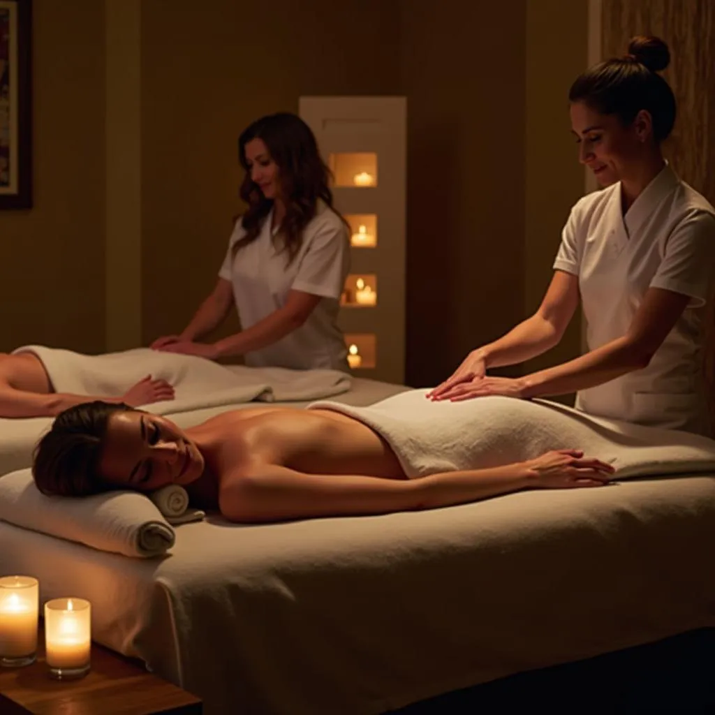 Couple enjoying a relaxing massage in a Brampton spa