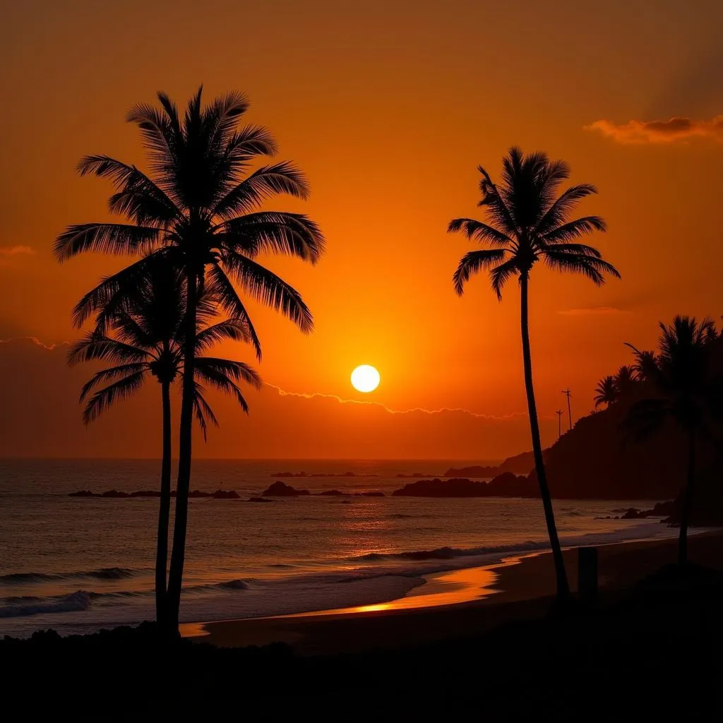 Sunset over Candolim beach