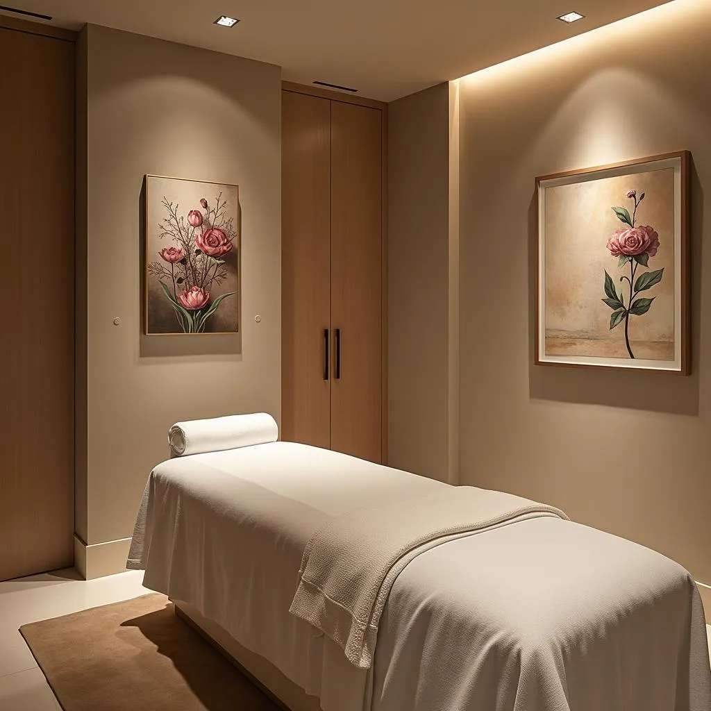 Cartiera Lucchese Spa treatment room with artistic details