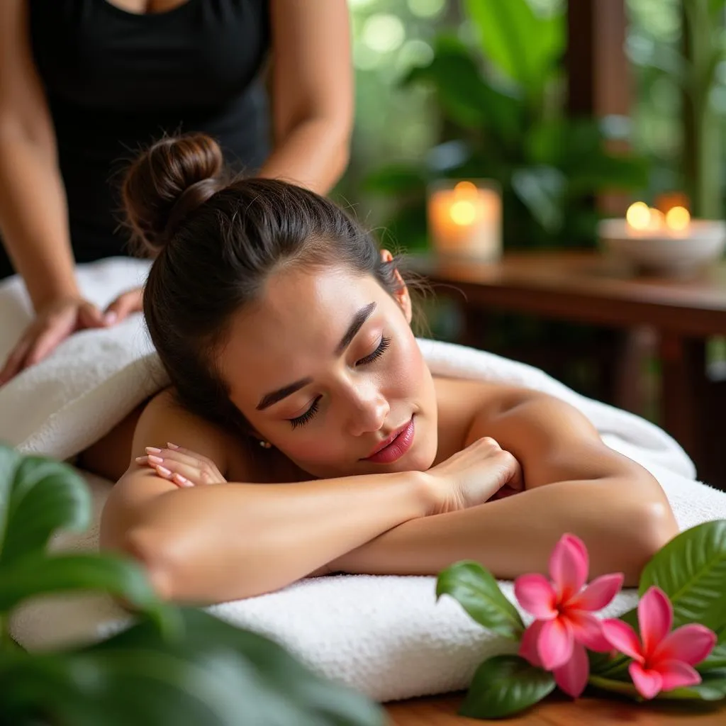 Costa Rican spa treatment with tropical flowers