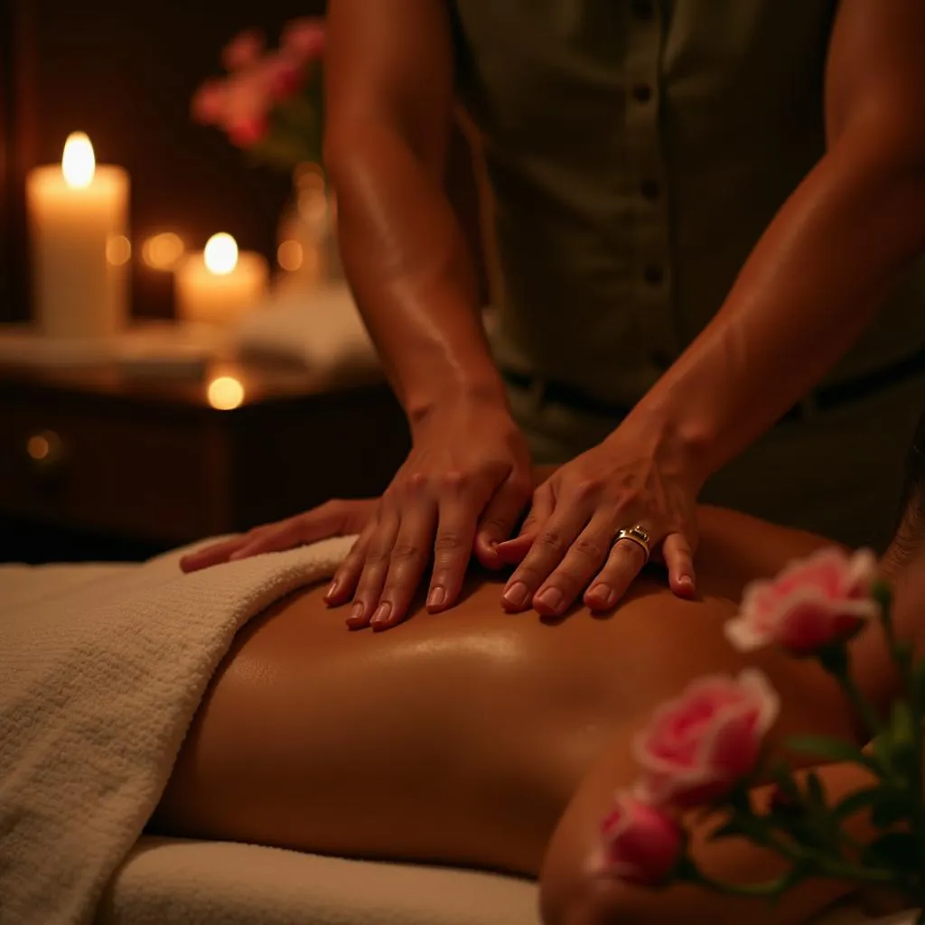 Couple enjoying aromatherapy massage