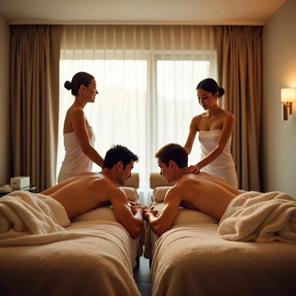 Couple Enjoying a Couple's Massage