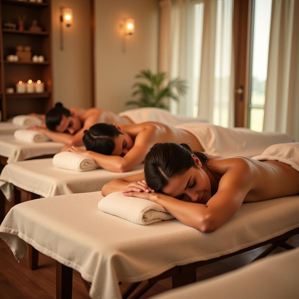 Couple enjoying a couples massage