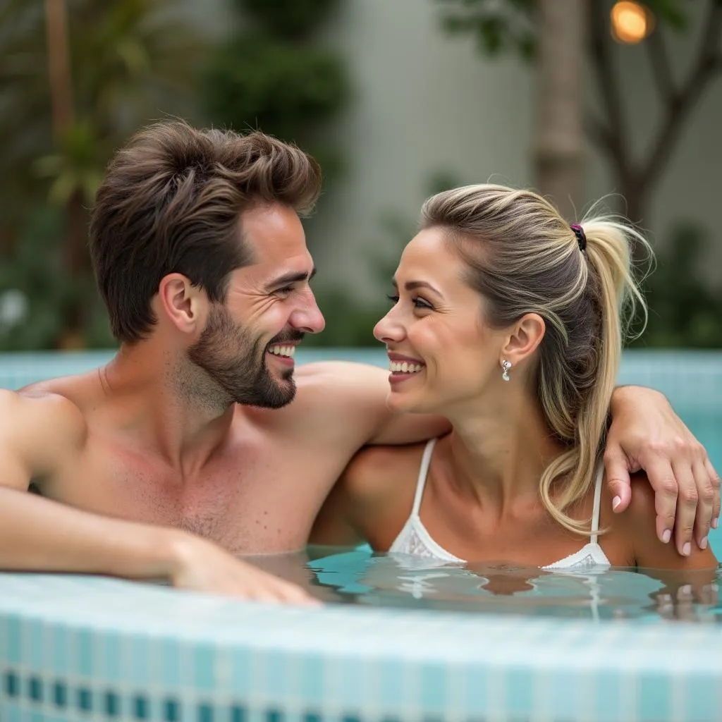 Couple relaxing together during a spa day