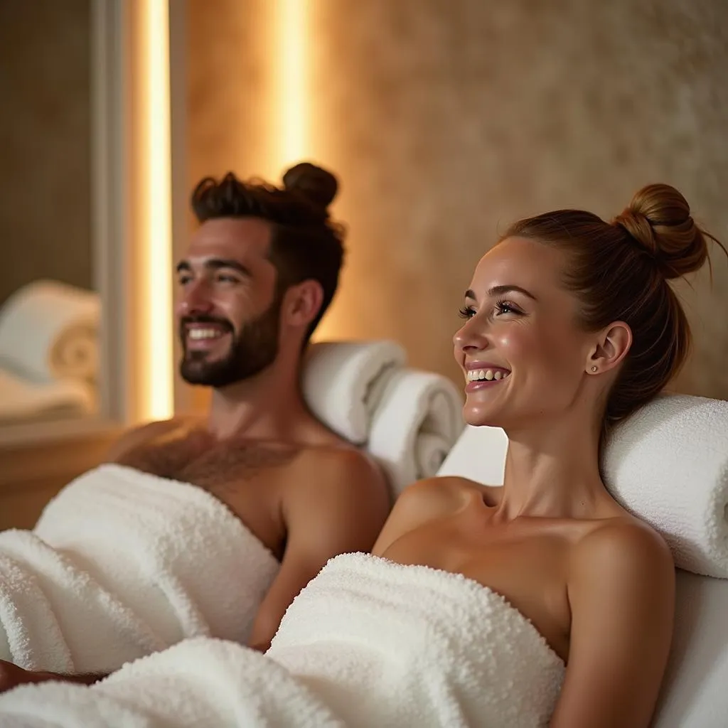 Couple Enjoying a Relaxing Spa Day in Paris