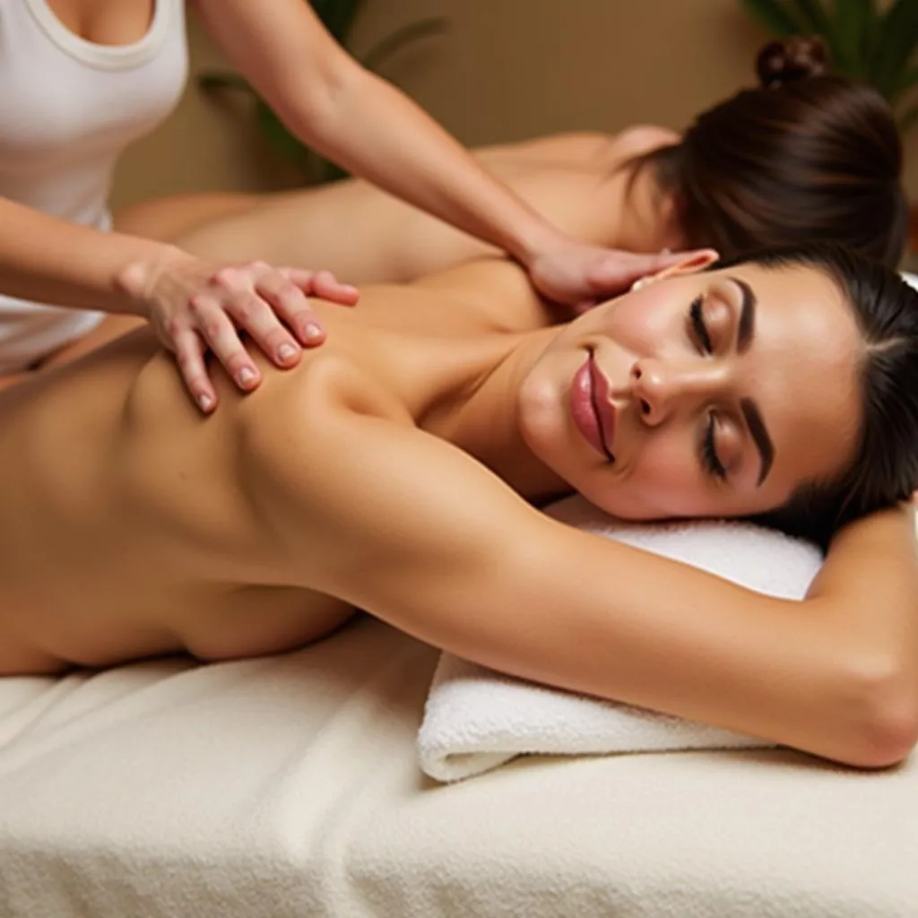 Couple enjoying a relaxing massage in a serene spa setting