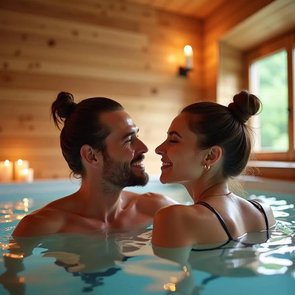 Couple relaxing in a Swiss spa