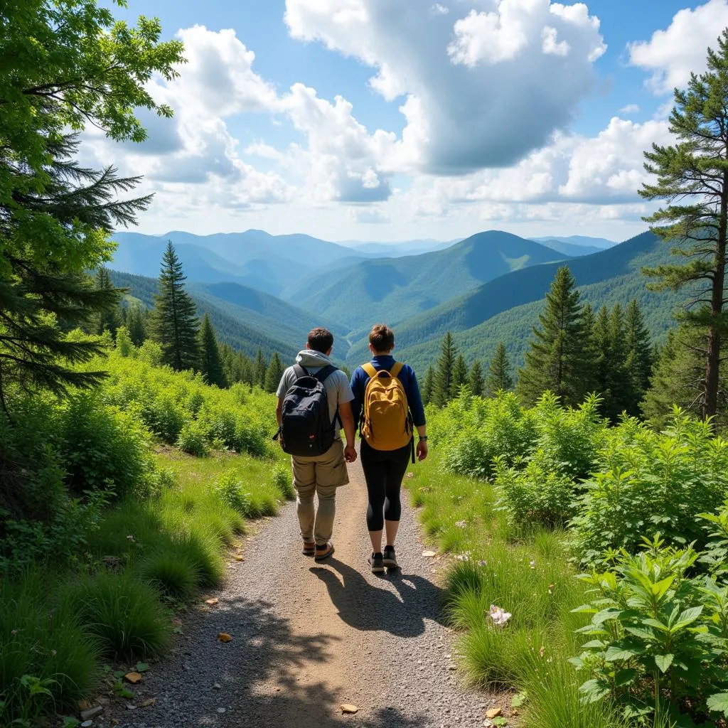 Couple hiking in the Adirondack Mountains