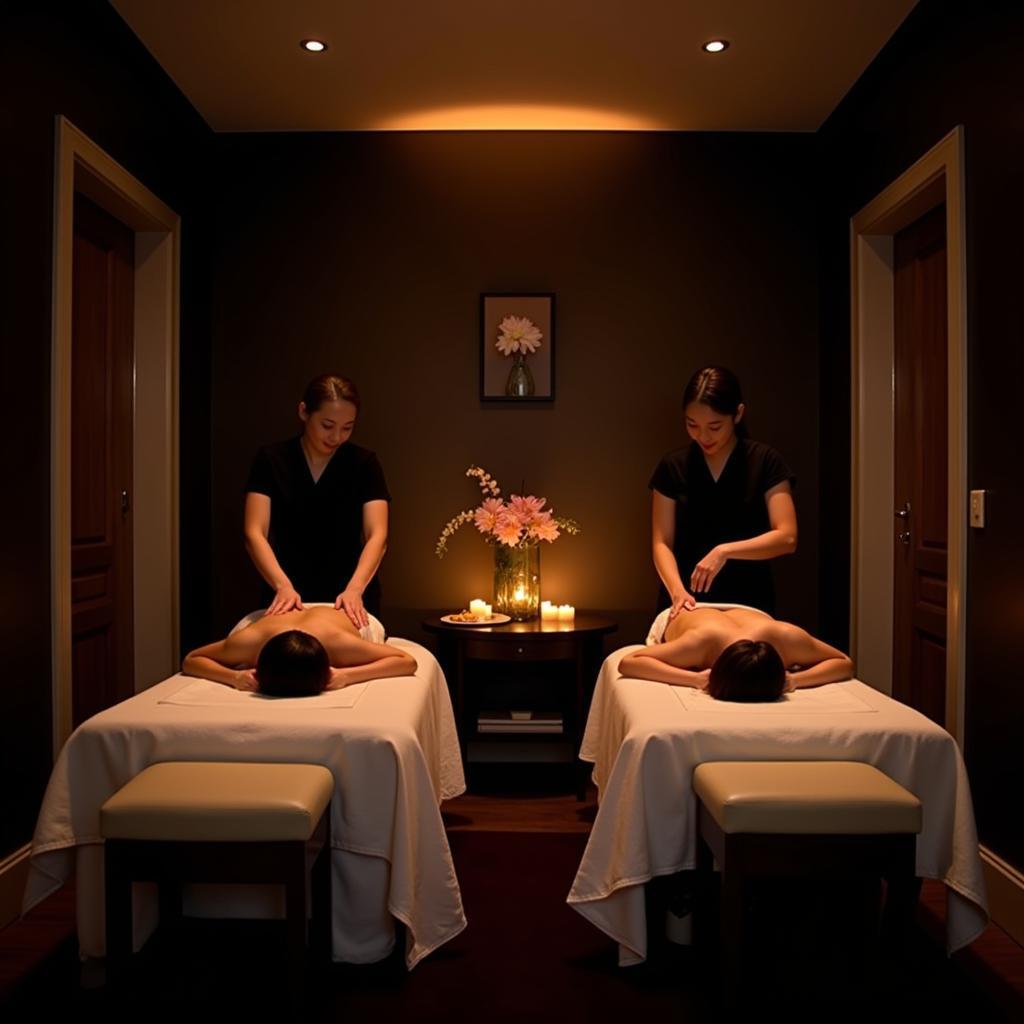 Couple enjoying a relaxing massage at a boulevard hotel spa in Kuala Lumpur