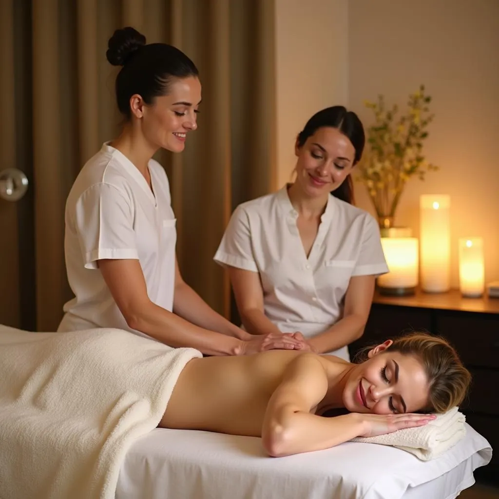 Couple enjoying a massage at a spa in Singapore