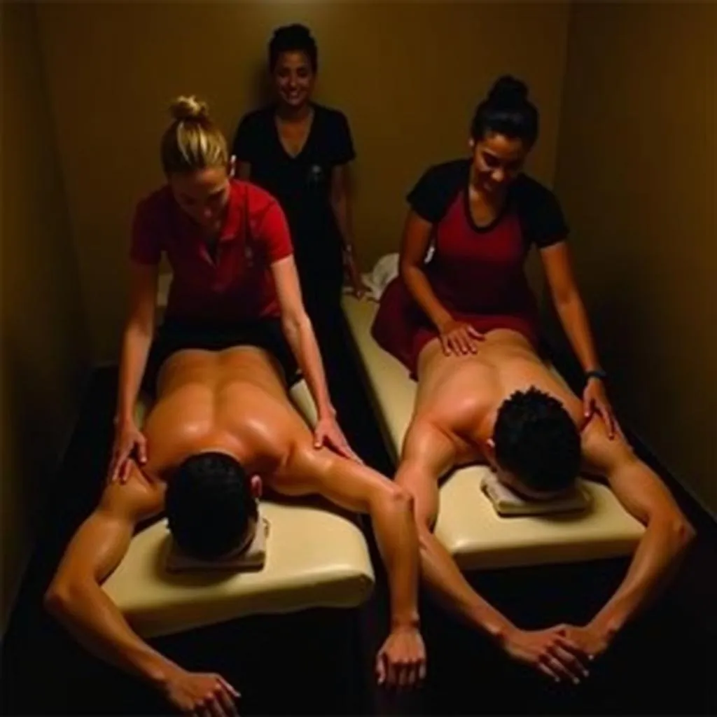  Couple Receiving a Relaxing Massage Therapy at a Vibrance Spa 