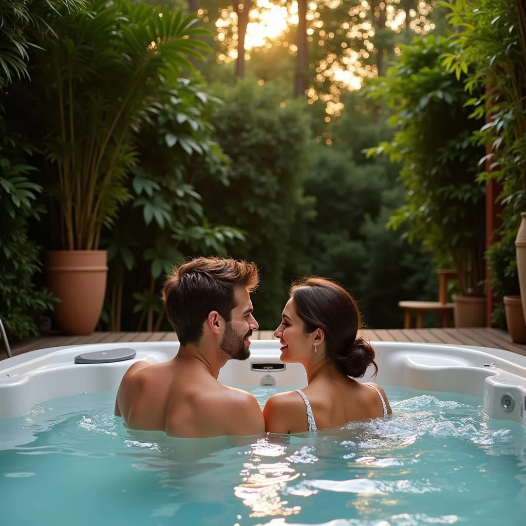 Couple Relaxing in Jacuzzi at Hotel Spa Girona