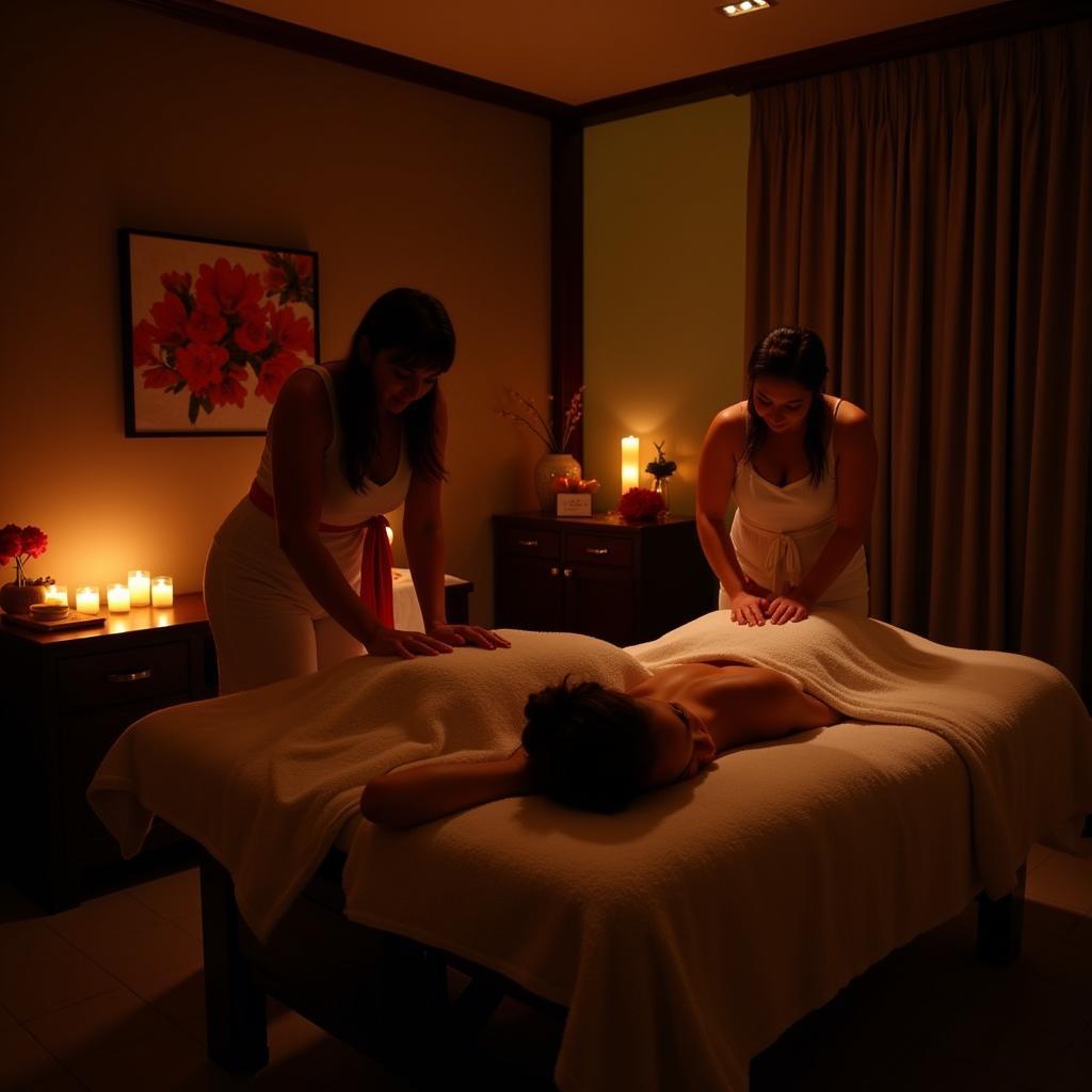 Couple enjoying a massage in a serene spa room in Thane