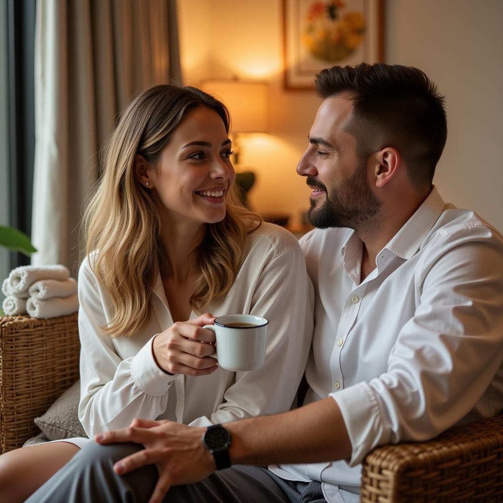 Couple relaxing in the relaxation area of a spa in Thane