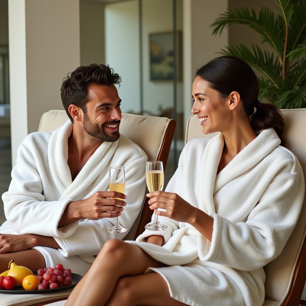 Couple enjoying a relaxing spa day in Manchester