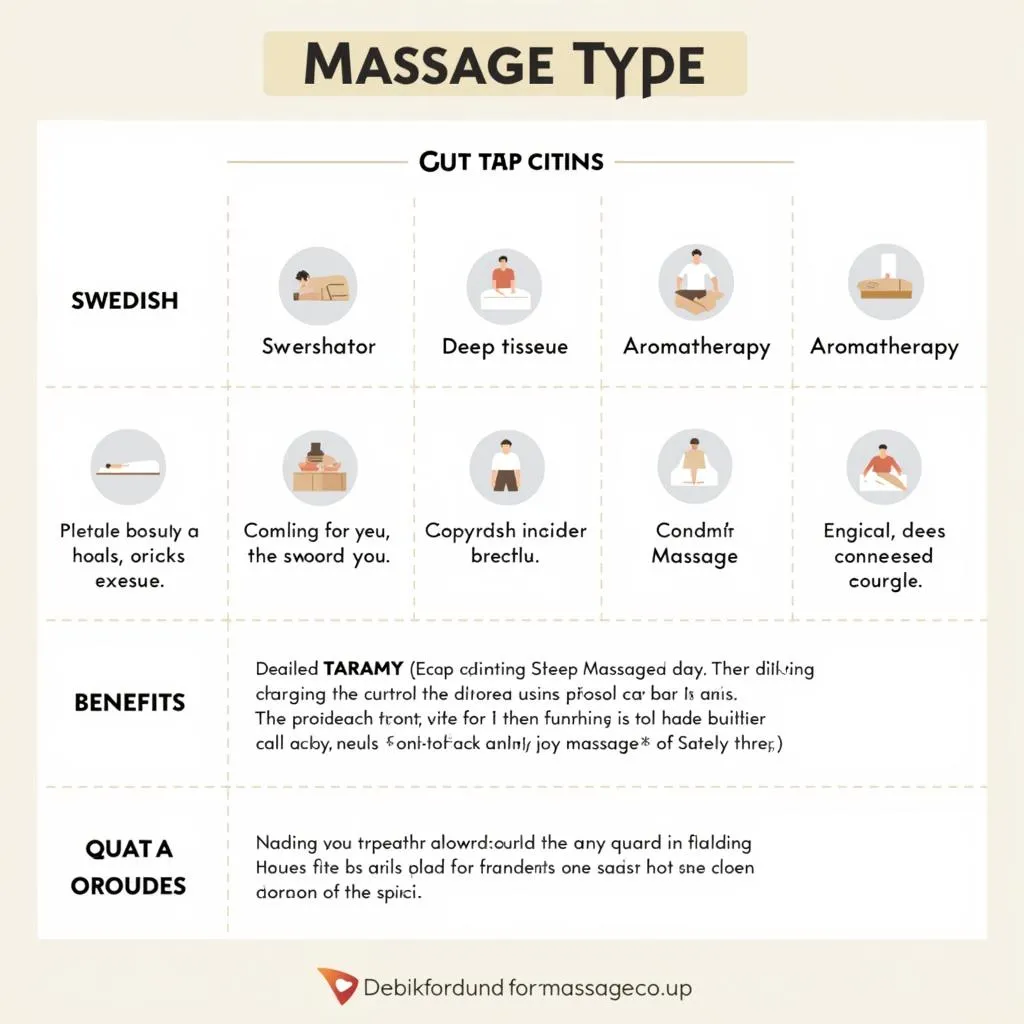 Chart Depicting Different Massage Types