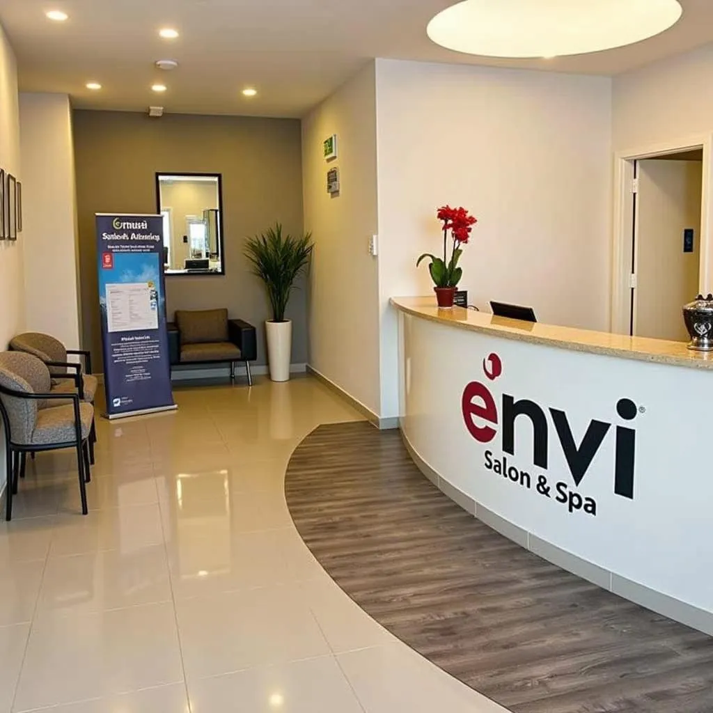 Welcoming reception area at Envi Salon &amp; Spa