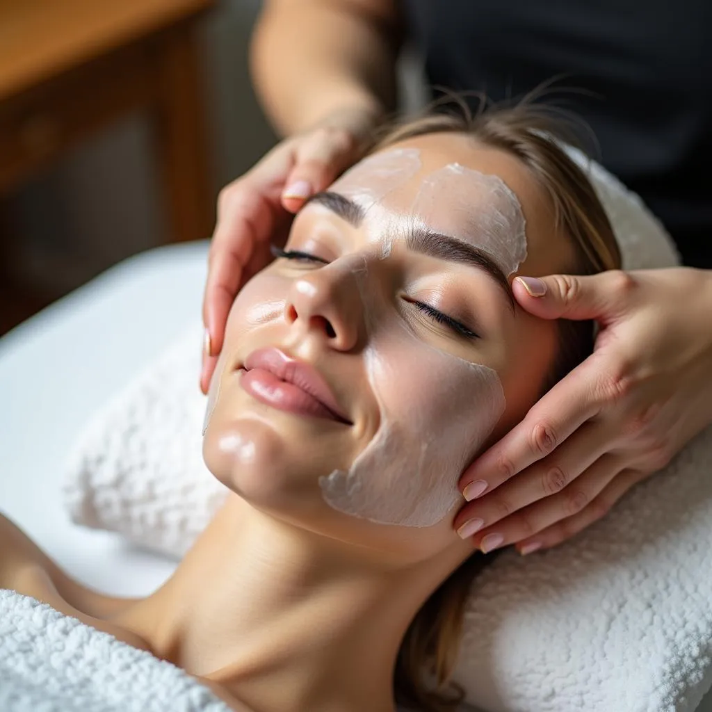 Esthetician performing a facial treatment