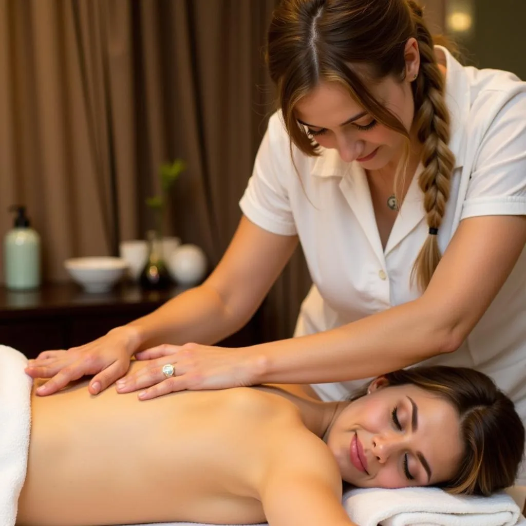 Skilled therapist performing a massage at Evokes Spa Kolkata