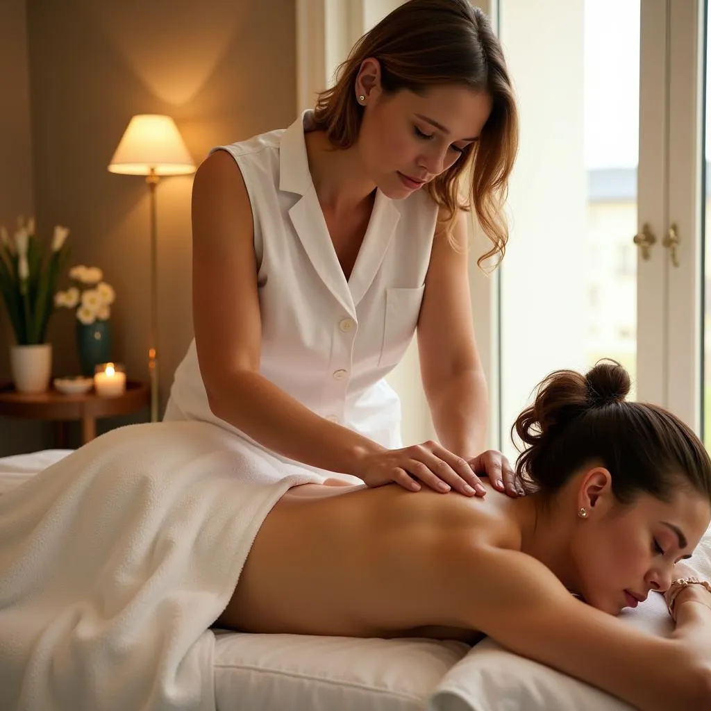 Experienced Spa Therapist Performing Massage