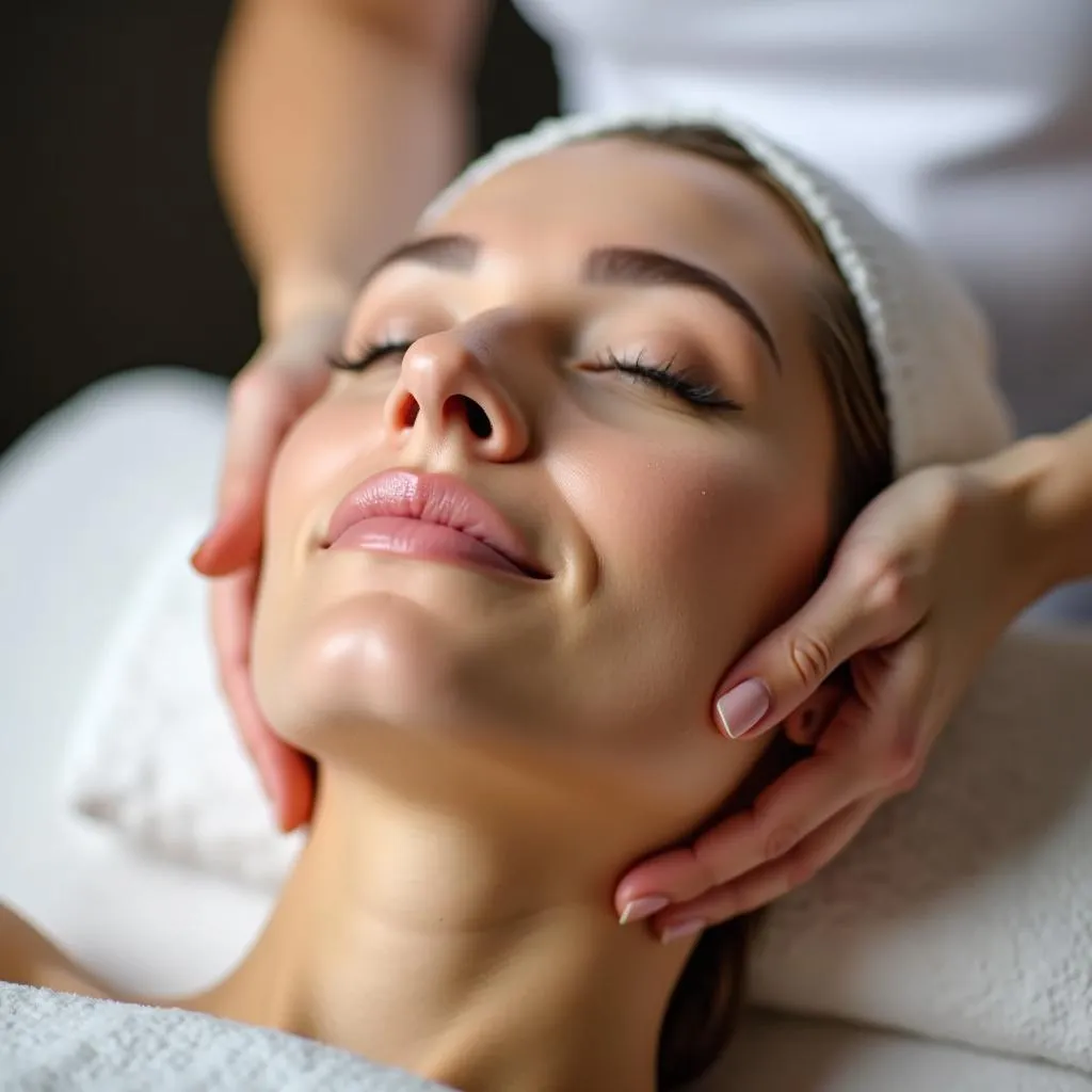 Woman Receiving a Facial Treatment at Anoos Brookfield