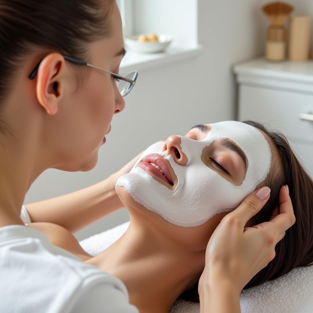 Facial treatment being performed in a spa near Tin Factory Commercial