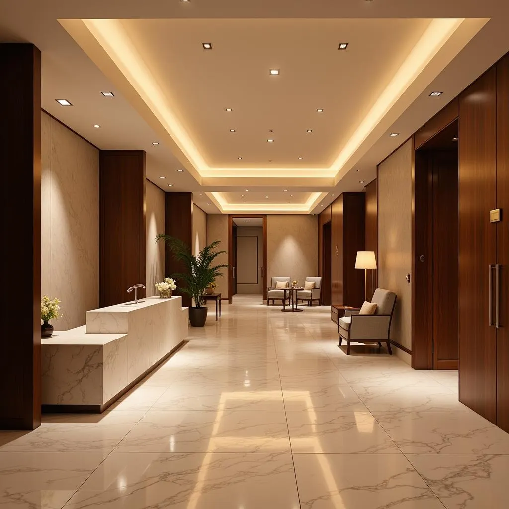 Luxurious spa reception area at a five-star hotel