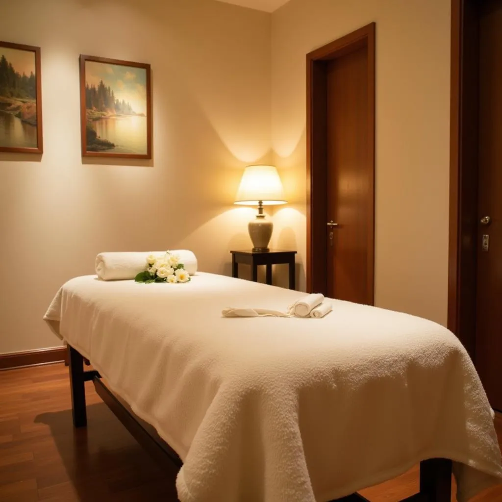 Serene spa treatment room at Flamingo Spa