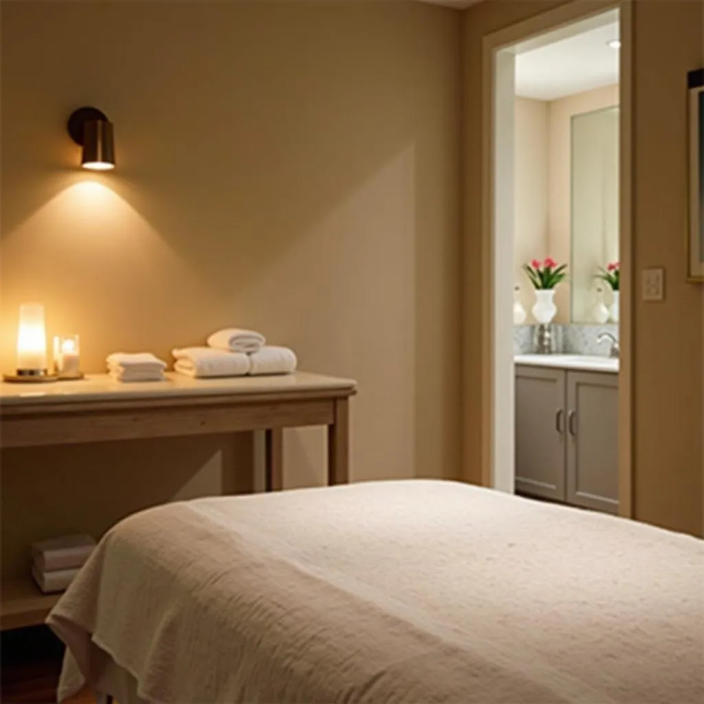 A tranquil treatment room at Four Fountain Spa