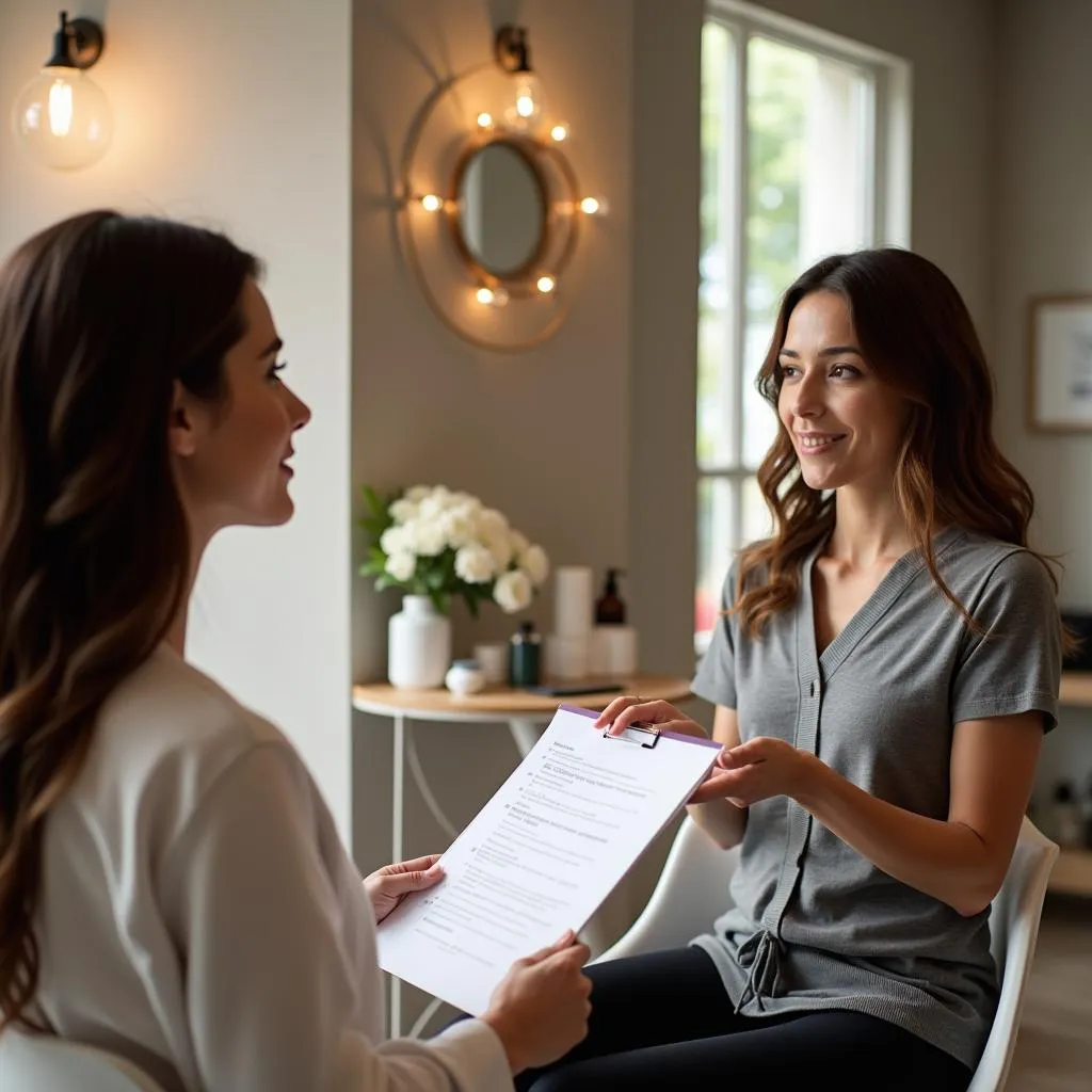 A Therapist Consulting a Client in a Fusion Spa