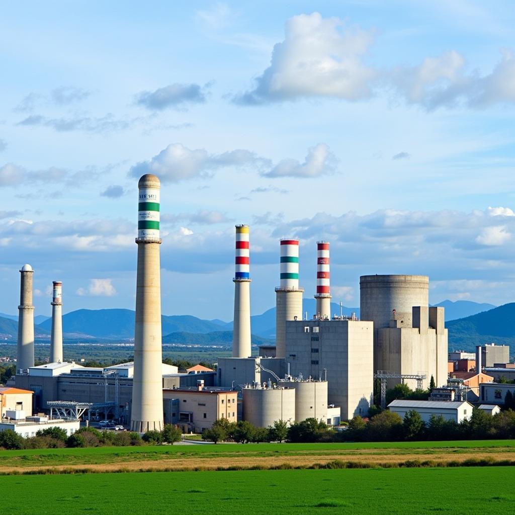 Industrial landscape featuring a large-scale power plant facility, showcasing GDF Suez Energia Italia's power generation capabilities.