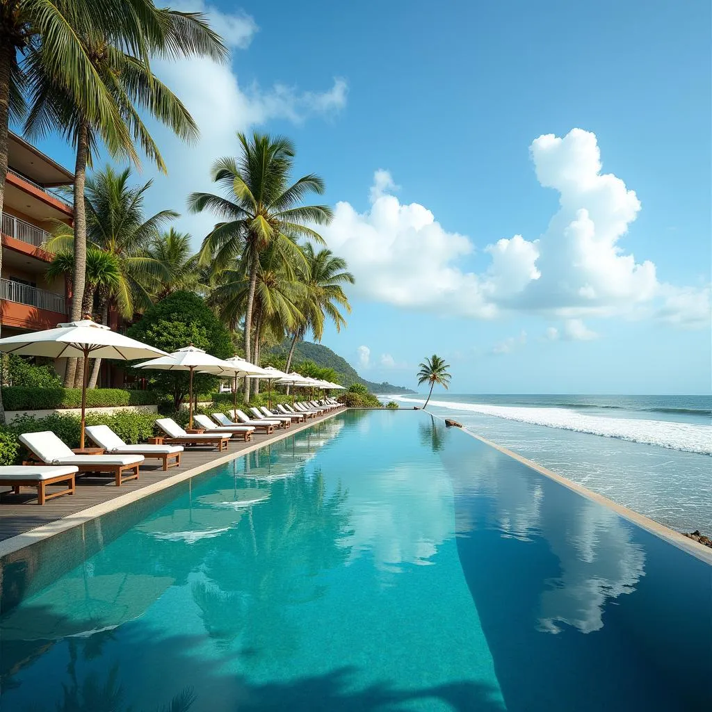 Luxurious Goa beachfront resort and spa with an infinity pool overlooking the ocean