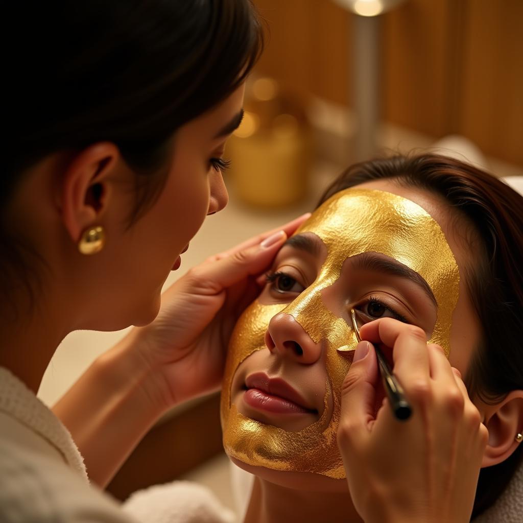 Gold Leaf Facial Application in Lucknow Spa